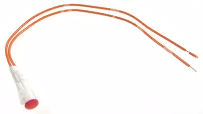 světlo signalizační, červená, d = 7mm, L=150mm, 250V, T85